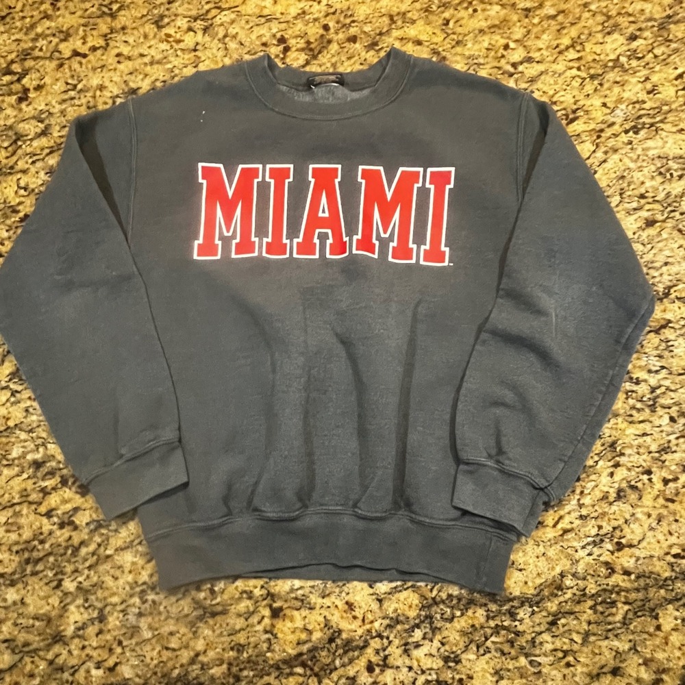MV Sport Miami Sweatshirt Womens Small Gray Crewneck Pullover‎ Graphic